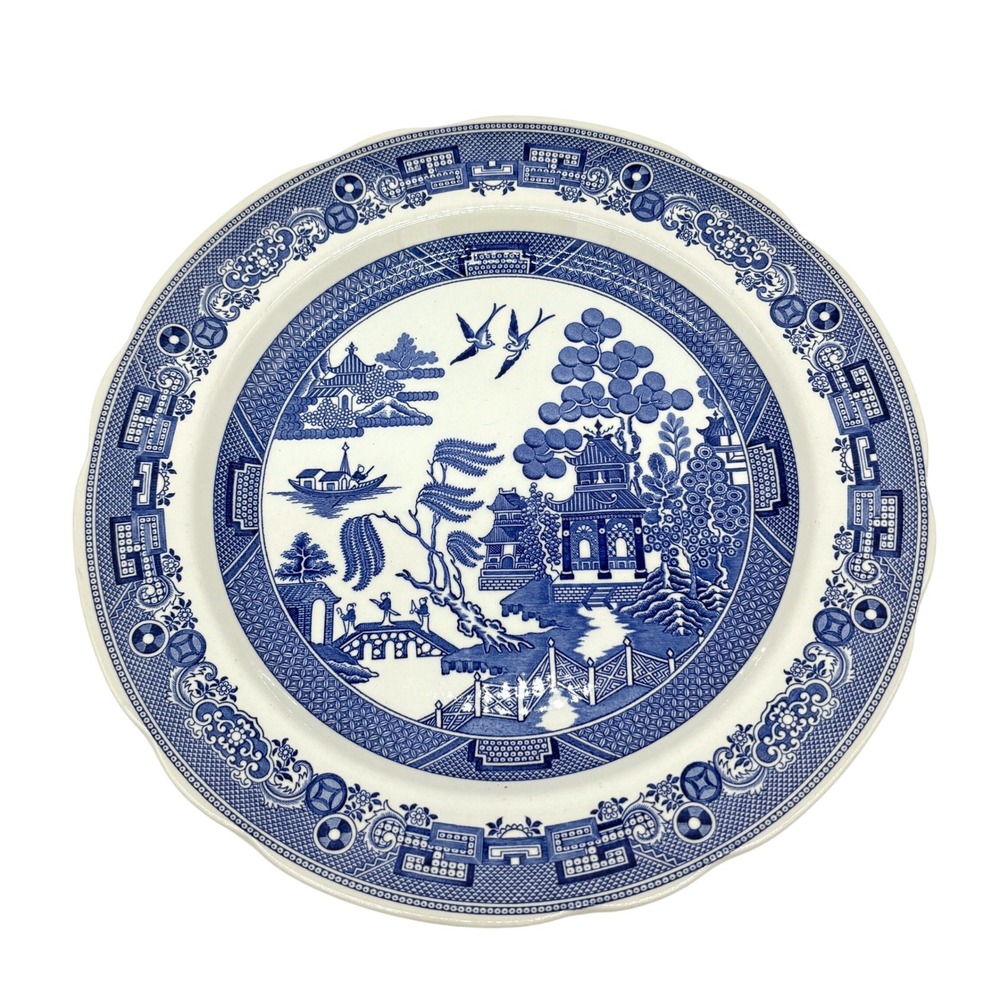 Spode Blue Room Collection Willow Dinner Plates Set of 4 Blue White England
